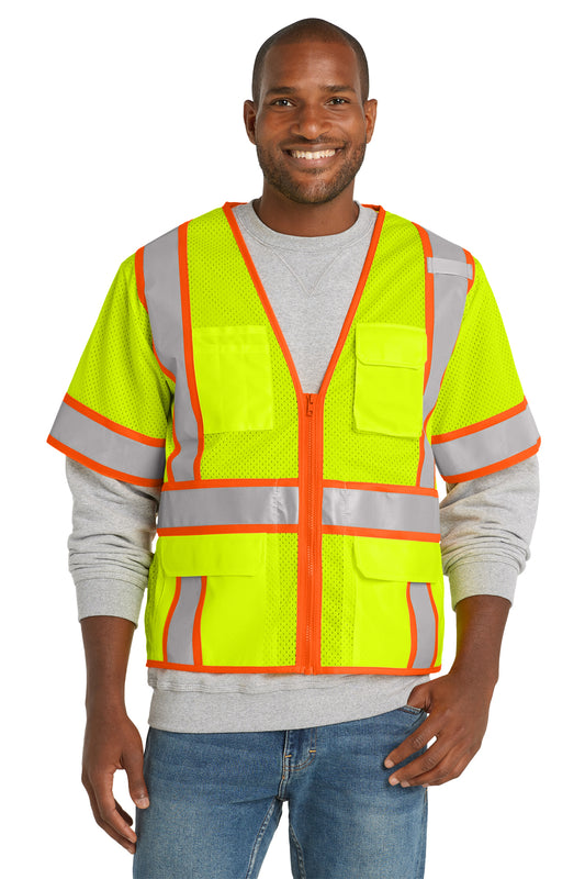 CSV106 CornerStone ANSI 107 Class 3 Surveyor Mesh Zippered Two-Tone Short Sleeve Vest