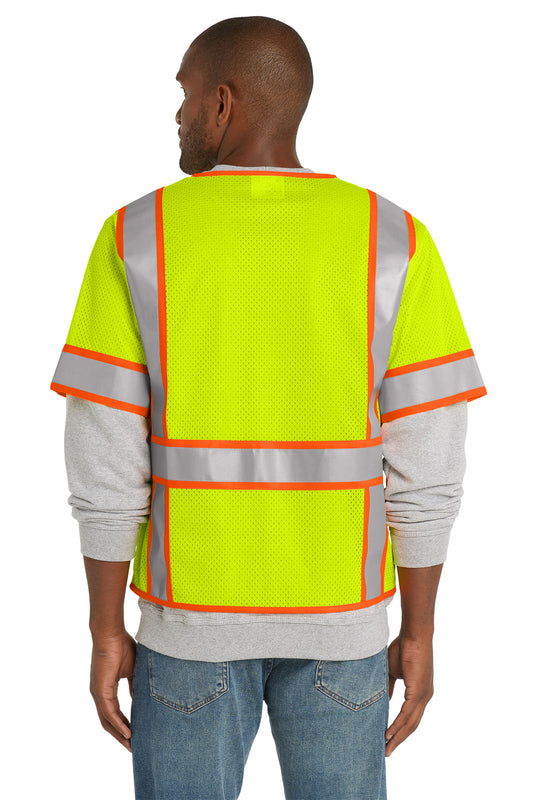 CSV106 CornerStone ANSI 107 Class 3 Surveyor Mesh Zippered Two-Tone Short Sleeve Vest