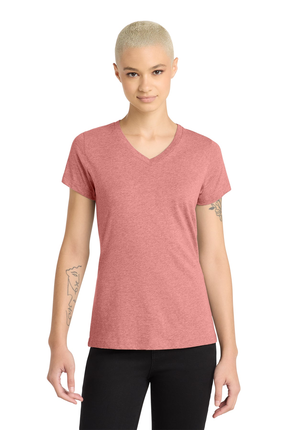 DM1190L District Women’s Perfect Blend CVC V-Neck Tee