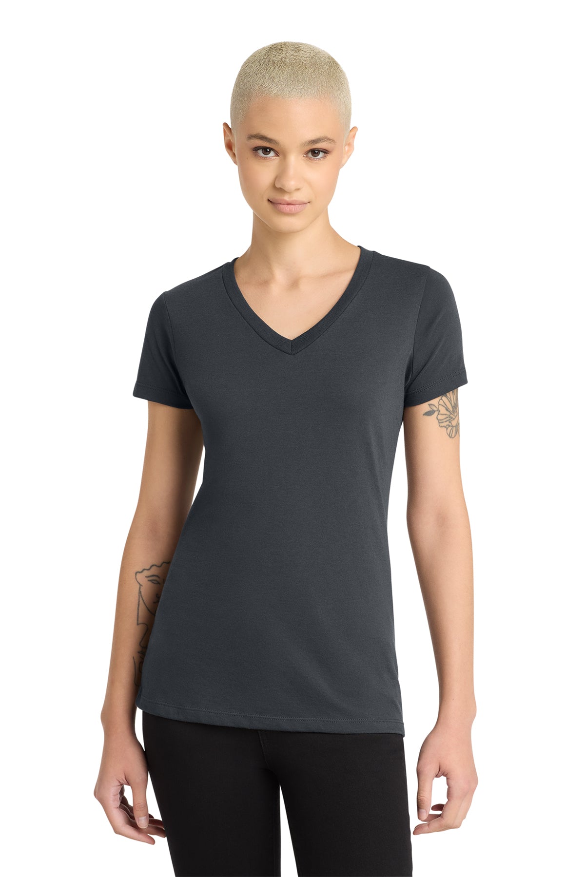 DM1190L District Women’s Perfect Blend CVC V-Neck Tee