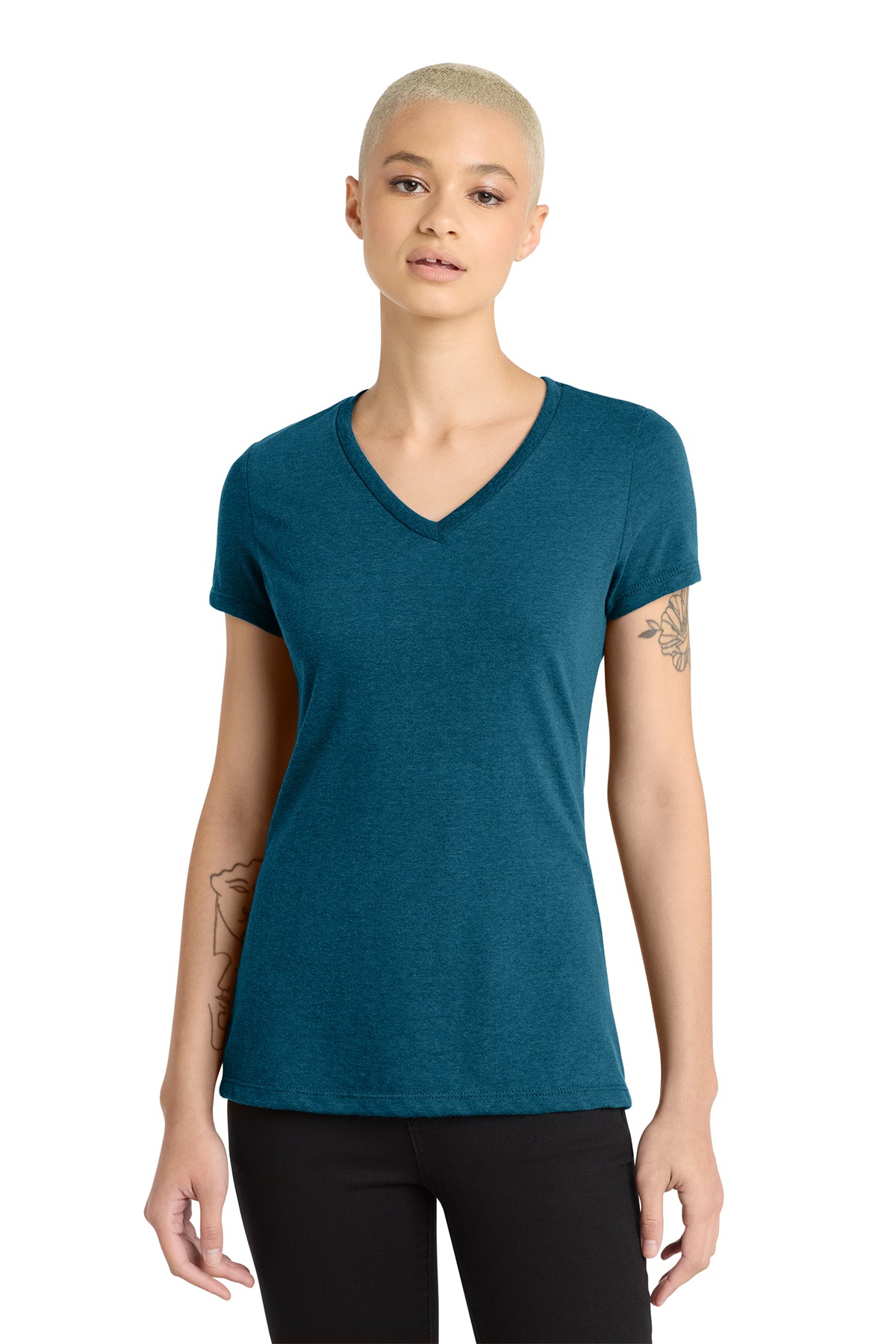 DM1190L District Women’s Perfect Blend CVC V-Neck Tee