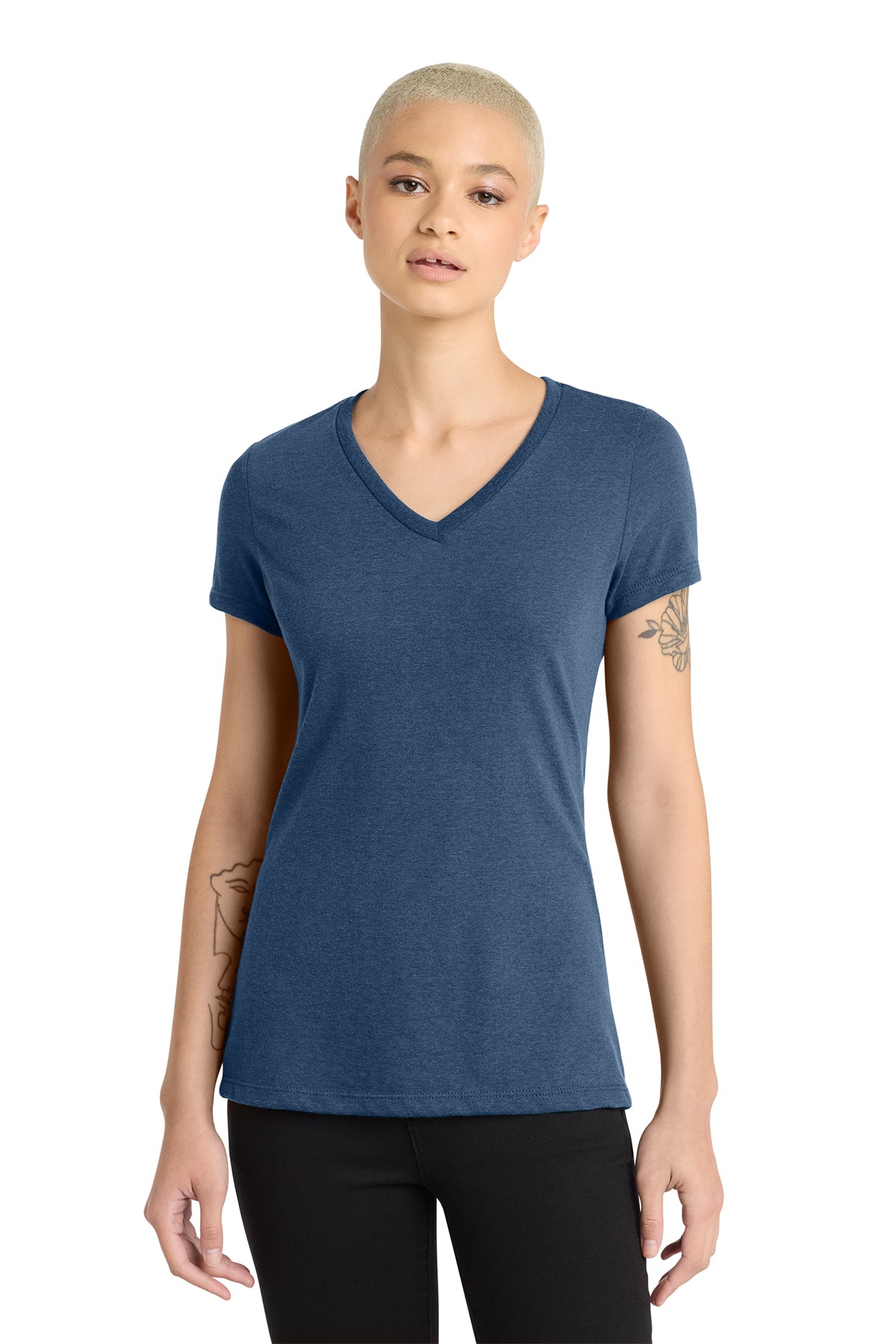 DM1190L District Women’s Perfect Blend CVC V-Neck Tee