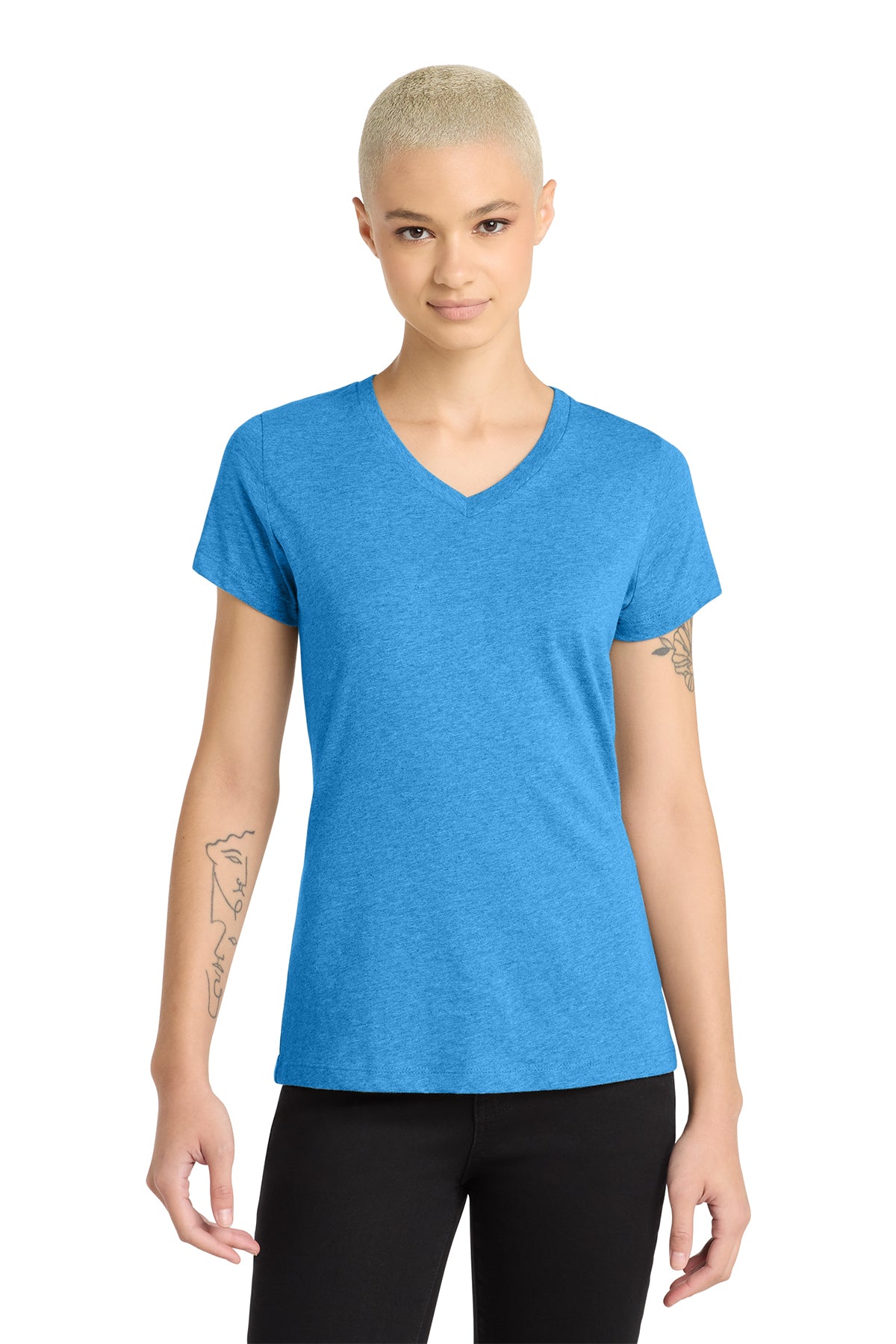 DM1190L District Women’s Perfect Blend CVC V-Neck Tee