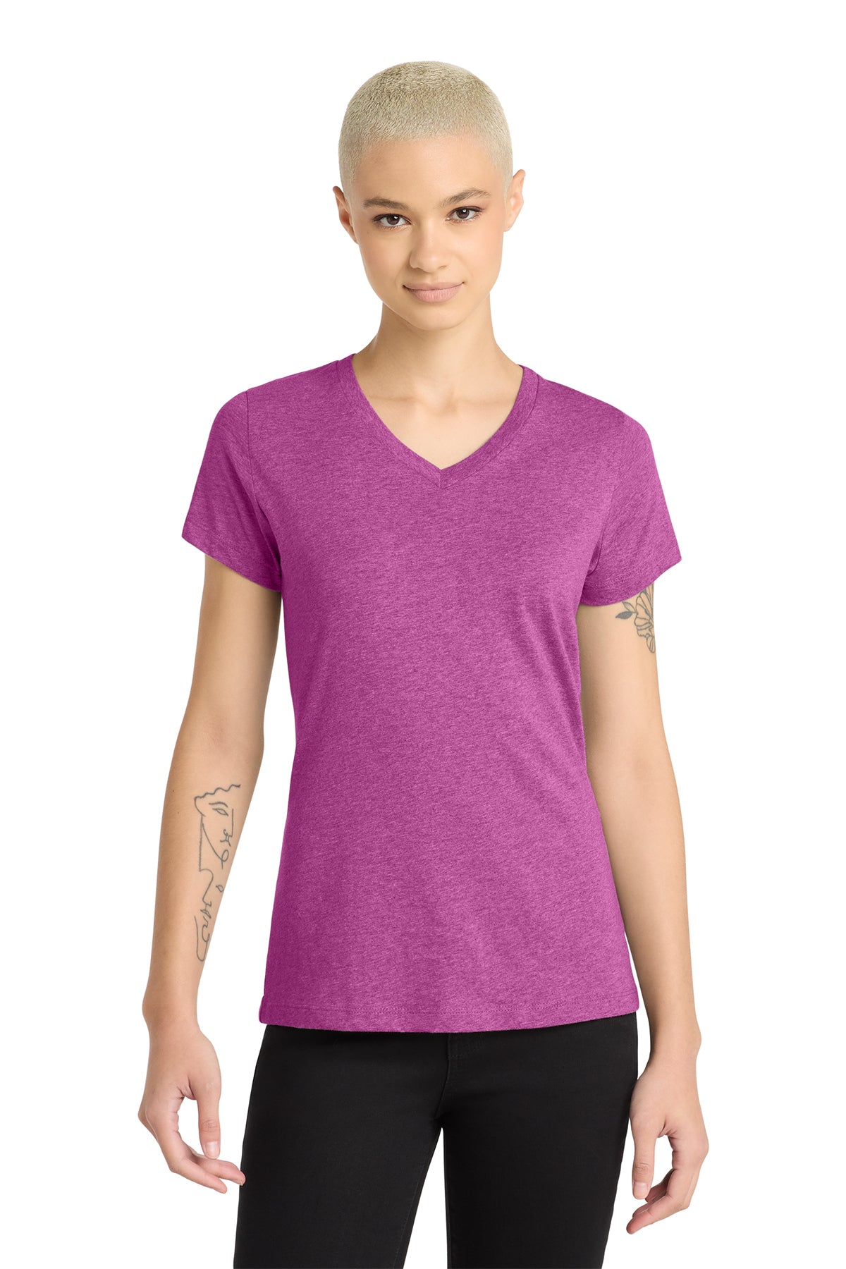 DM1190L District Women’s Perfect Blend CVC V-Neck Tee
