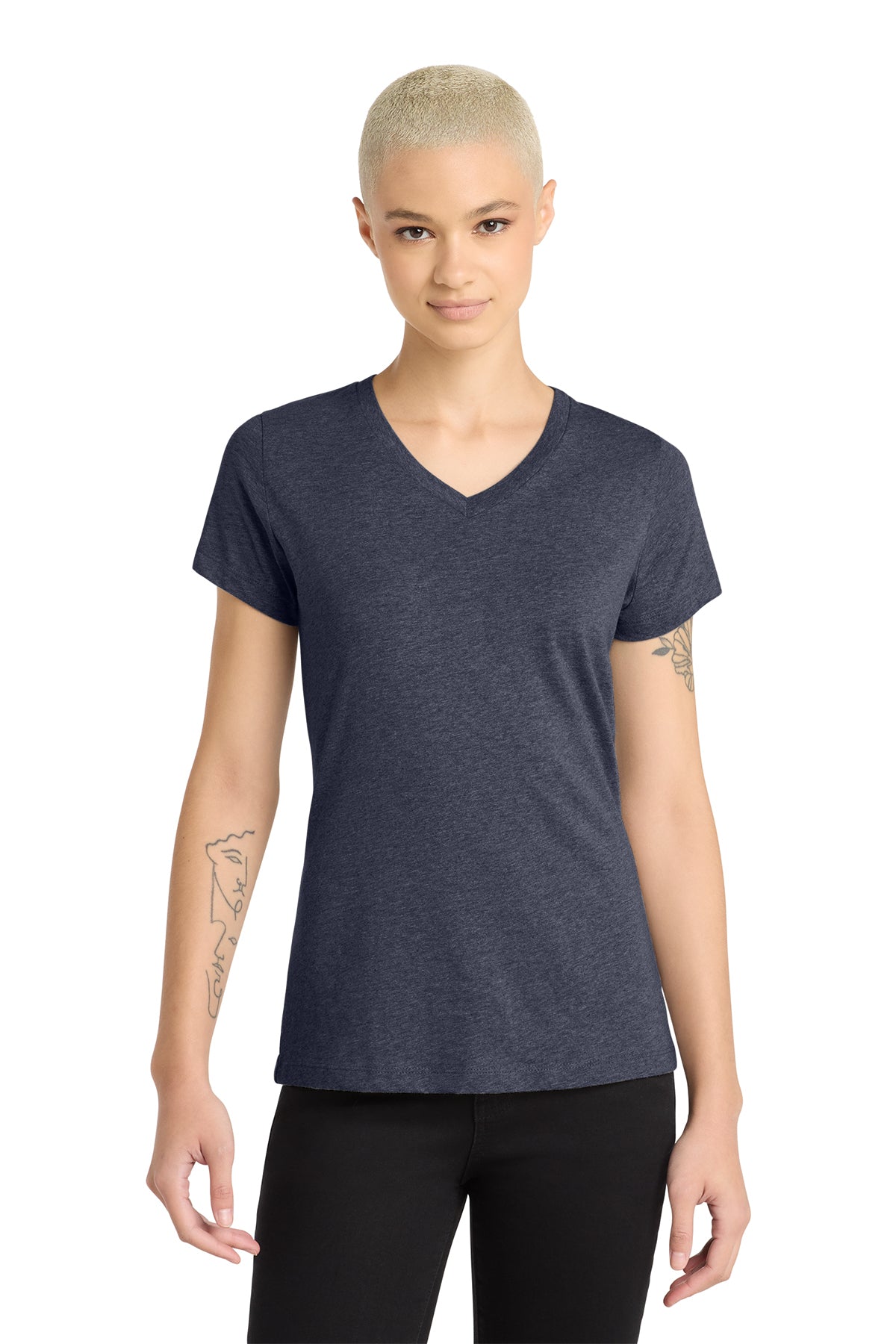 DM1190L District Women’s Perfect Blend CVC V-Neck Tee