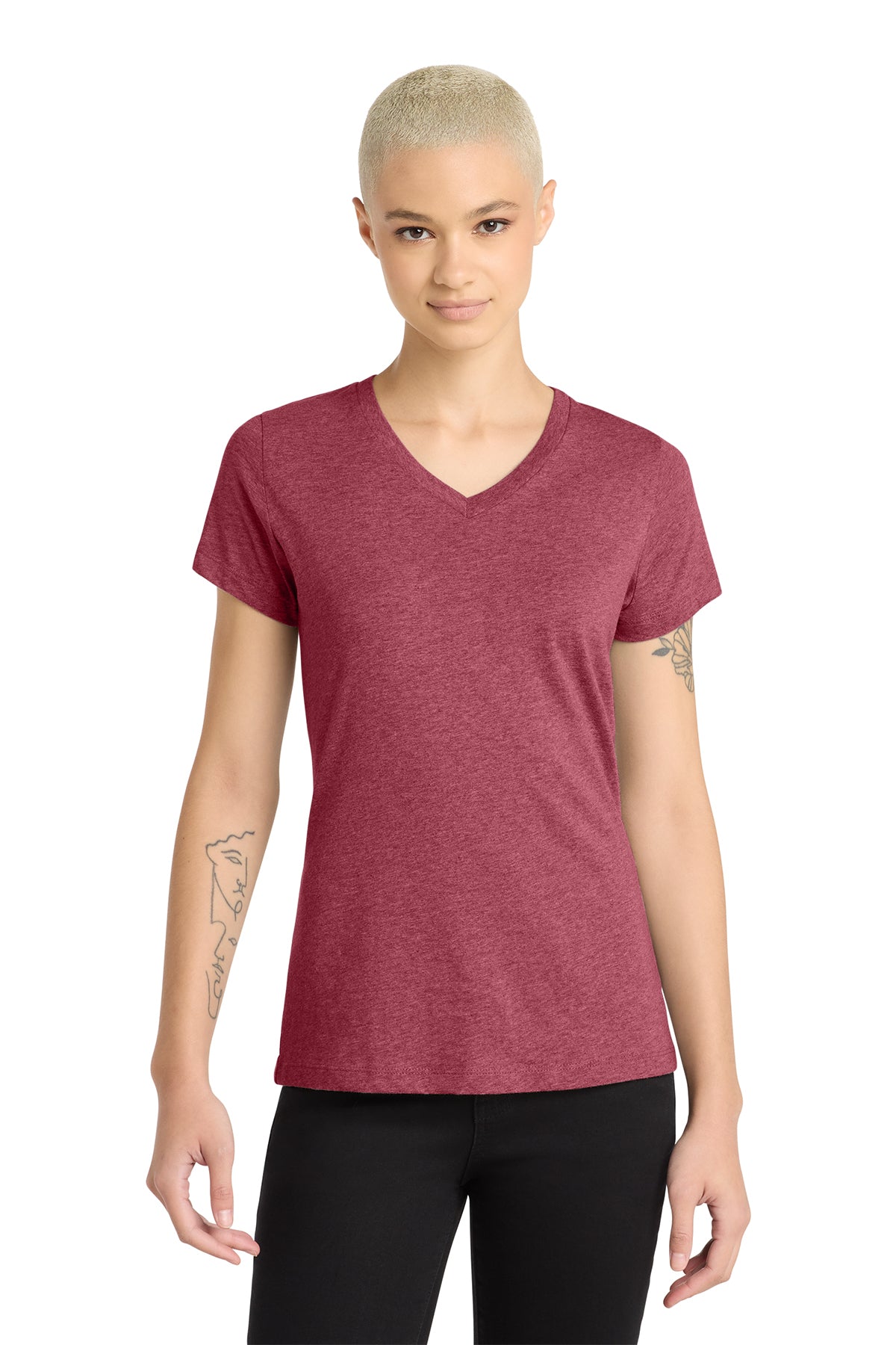 DM1190L District Women’s Perfect Blend CVC V-Neck Tee