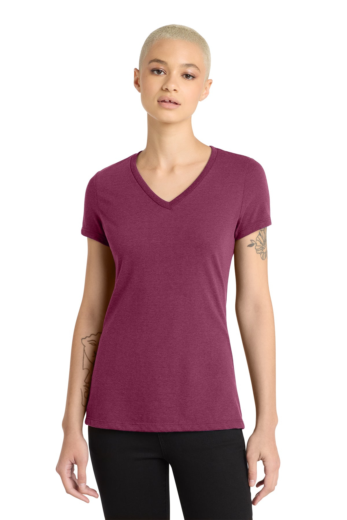 DM1190L District Women’s Perfect Blend CVC V-Neck Tee