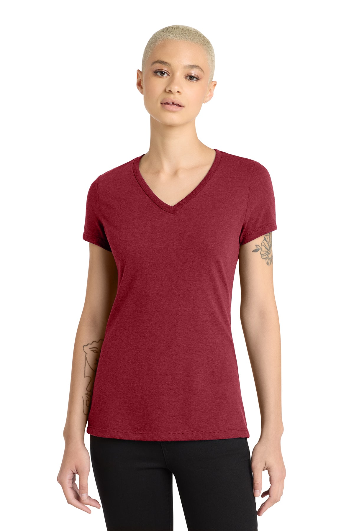 DM1190L District Women’s Perfect Blend CVC V-Neck Tee