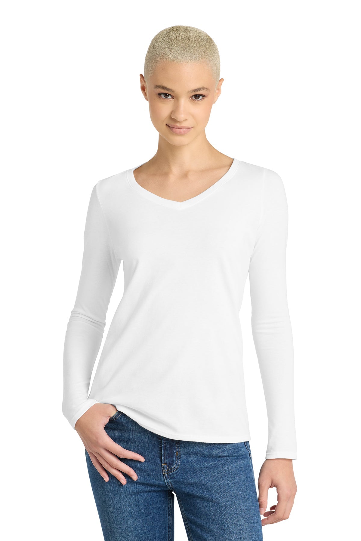 DT6201 District Women’s Very Important Tee Long Sleeve V-Neck - Phoenix Signs & Graphics